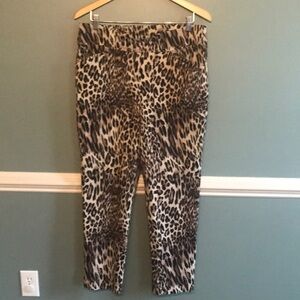 Chico's Perfect Stretch Leopard Print Women's Pants With Pockets Size 2 Large